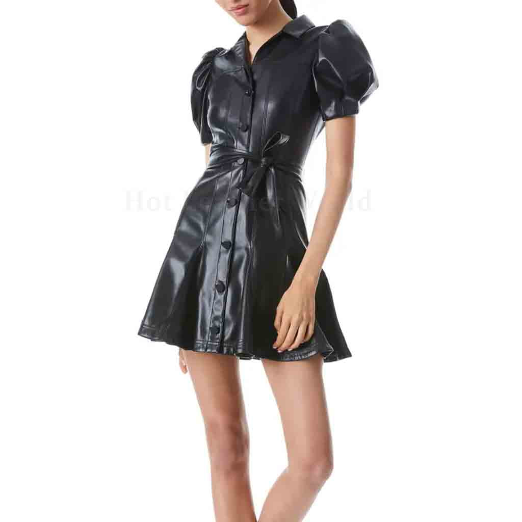 knee length dresses for ladies Black Faux Leather Bodycon Mini Dress – AX Paris US