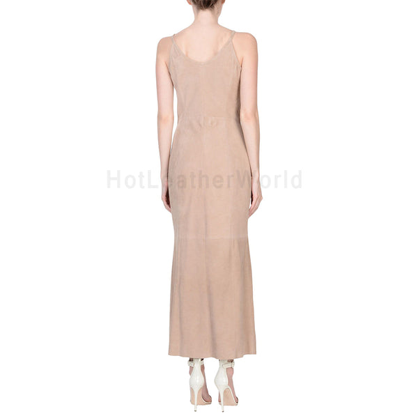 Awesomely Design Long Women Suede Leather Dress -  HOTLEATHERWORLD