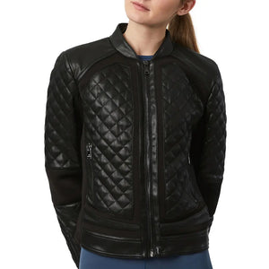 Quilted Paneled Women Biker Leather Jacket -  HOTLEATHERWORLD