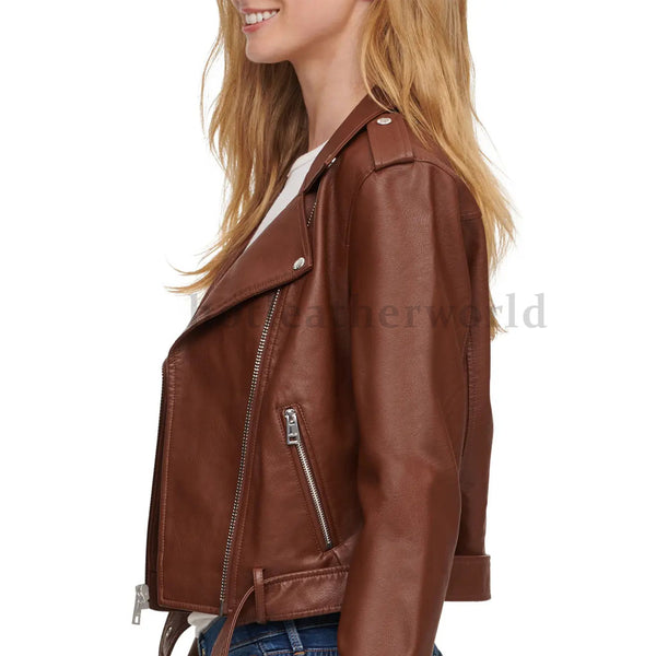 Motorcycle Women Summer Style Leather Jacket -  HOTLEATHERWORLD
