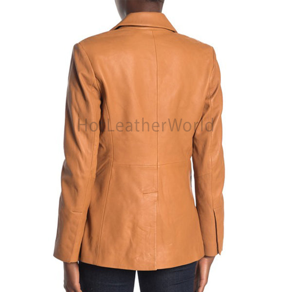 Day Time Single Buttoned Women Leather Blazer -  HOTLEATHERWORLD