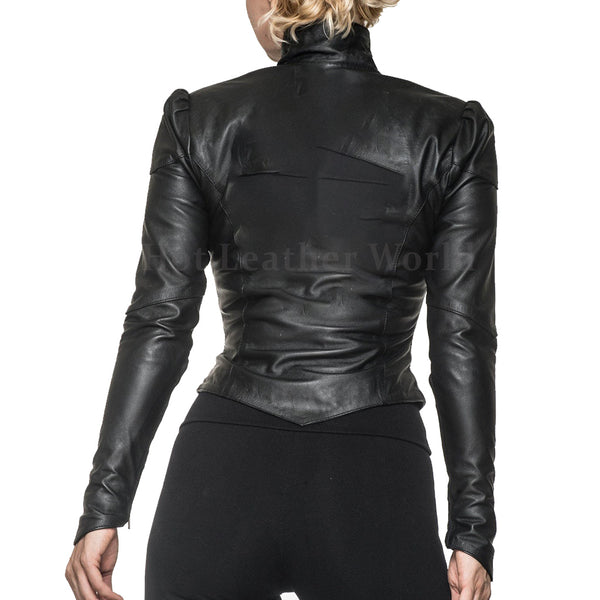 Punk Styled Women Leather Jacket -  HOTLEATHERWORLD