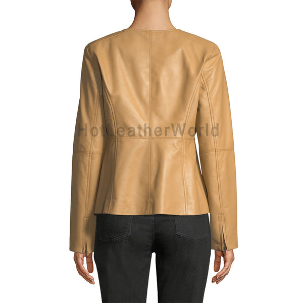 Classic Elegant Women Leather Jacket -  HOTLEATHERWORLD