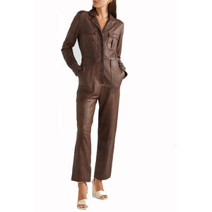 Leather Jumpsuit For Women With Classic Look -  HOTLEATHERWORLD