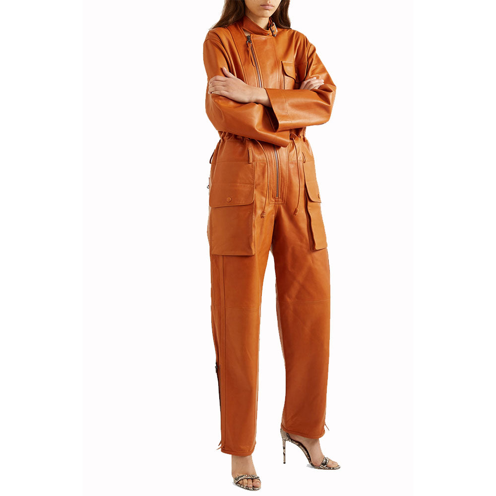 Leather Jumpsuit With Cargo Pockets