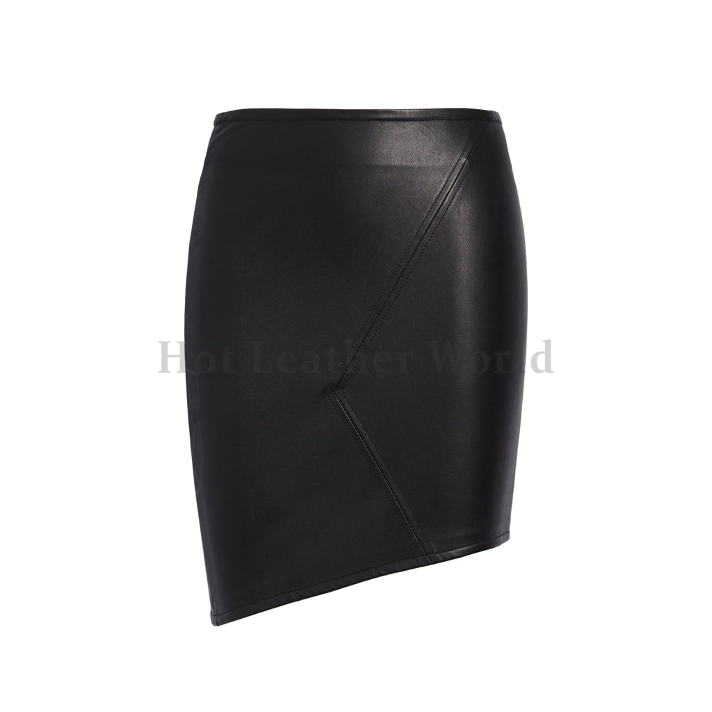 Party Style Asymmetrical Leather Skirt For Women -  HOTLEATHERWORLD