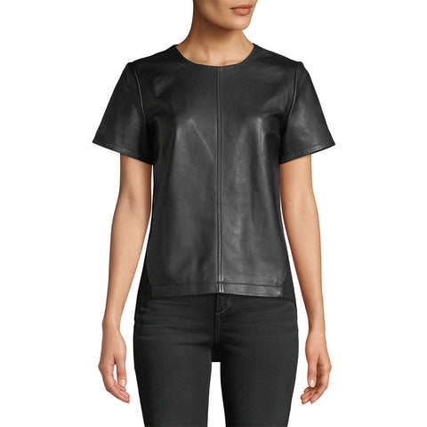 Elegant Daytime Women Leather T-Shirt Top -  HOTLEATHERWORLD