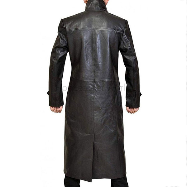 Solid Black Men Everyday Leather Coat -  HOTLEATHERWORLD