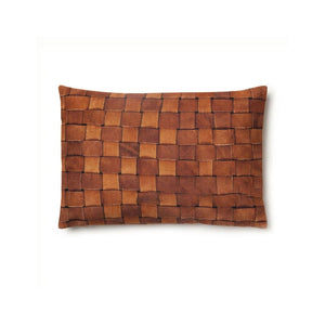 Handmade Weaved 12 x 22 Long Lumbar Genuine Leather Pillow Cover -  HOTLEATHERWORLD