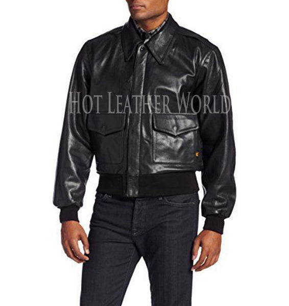 Leather Military Flight Jacket -  HOTLEATHERWORLD