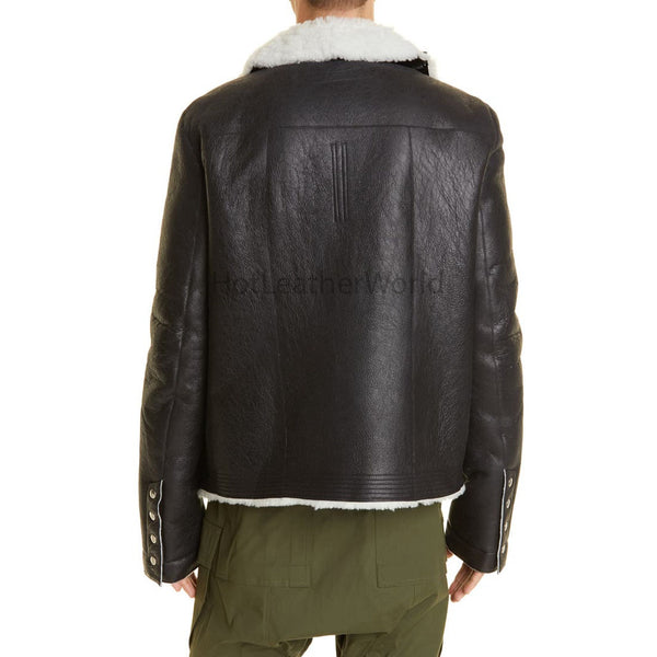Shearling Lined Genuine Leather Men Classic Leather Jacket -  HOTLEATHERWORLD