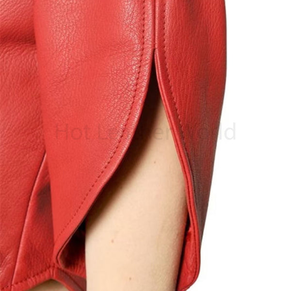 Voguish Red Heart Shape Women Genuine Leather Jacket -  HOTLEATHERWORLD