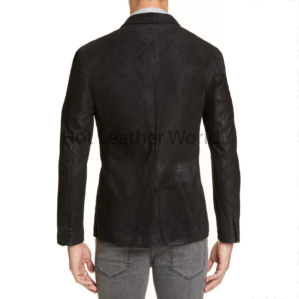 Premium Black Slim Fit Suede Leather Blazer -  HOTLEATHERWORLD